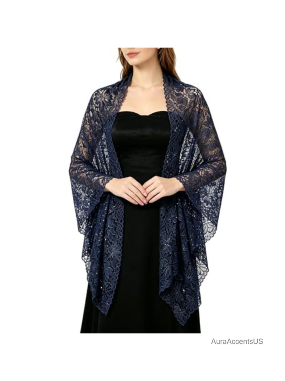 Lace Rhinestone Wrap Shawl Wedding Bridal Cape for Women - Picture 3 of 4